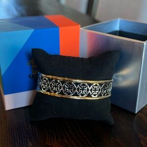 Rustic Cuff Gold and Silver Patterned Bracelet